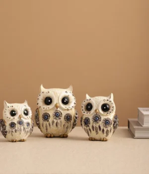 Modern Classy Lucky Owl Family (Set of 3), Resin Showpiece