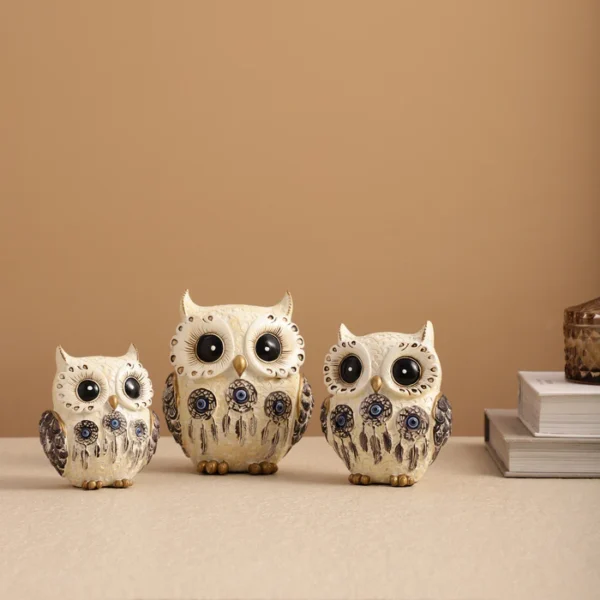 Modern Classy Lucky Owl Family (Set of 3), Resin Showpiece