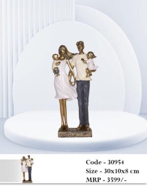 A statue depicting a family with a baby and a child, symbolizing love, unity, and the bond between generations