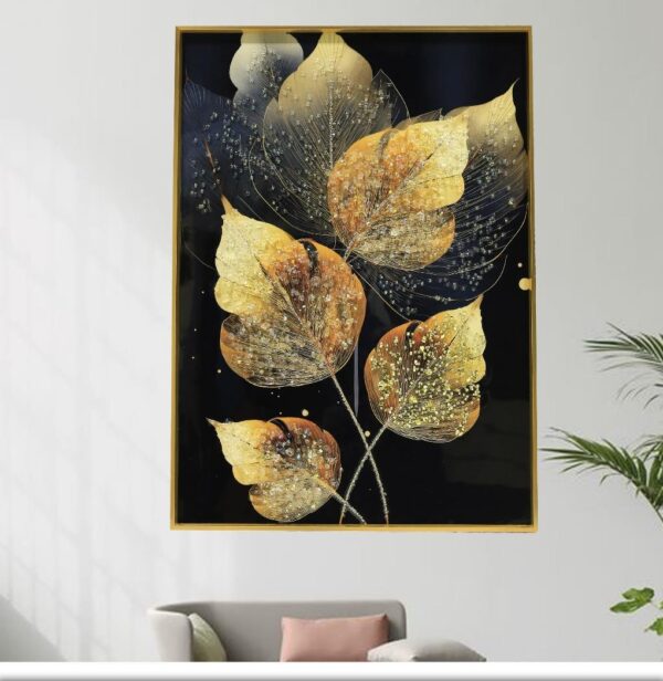 Leaf Crystal Painting With Aluminium Frame , Luxury Item