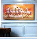 7 White Horse Crystal Painting With Aluminium Frame , Luxury Item