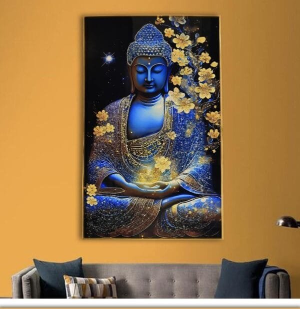 Lord Buddha Crystal Painting With Aluminium Frame , Luxury Item