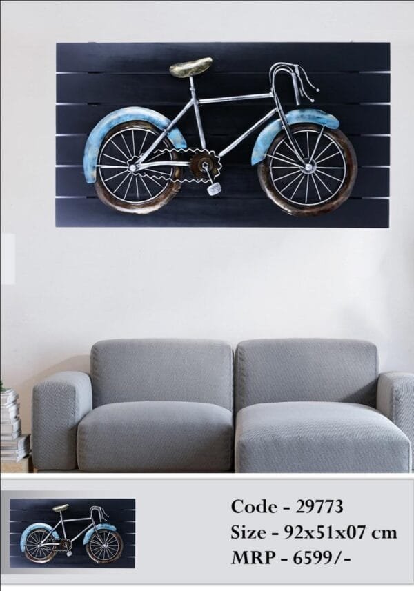 Cycle Wall Art For Home Decor , Wood Frame & Metal