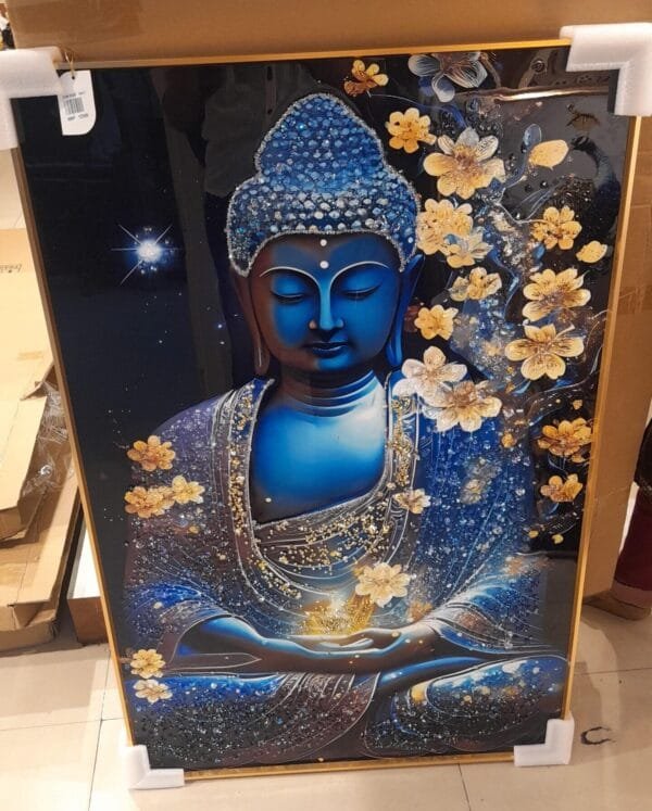 Lord Buddha Crystal Painting With Aluminium Frame , Luxury Item - Image 2