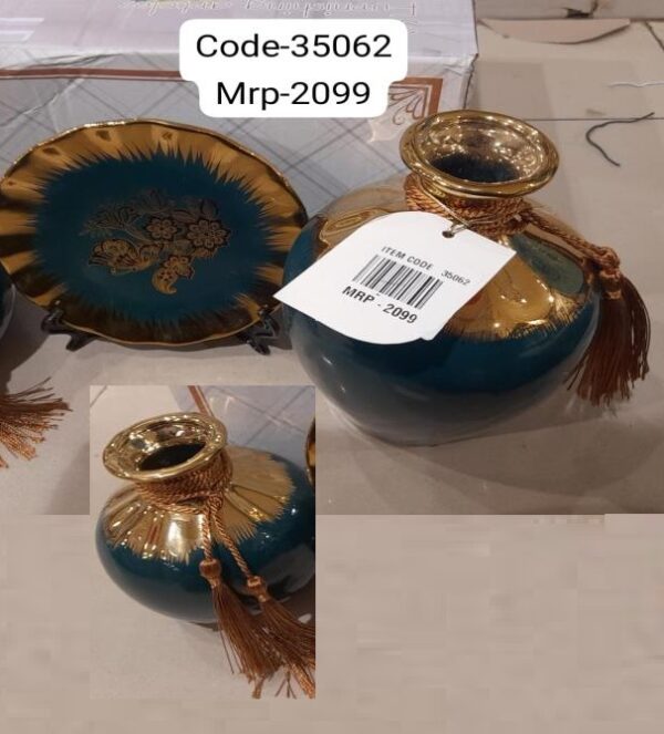 Luxury Ceramic Pot Set of 3 ,Dark Green Colour