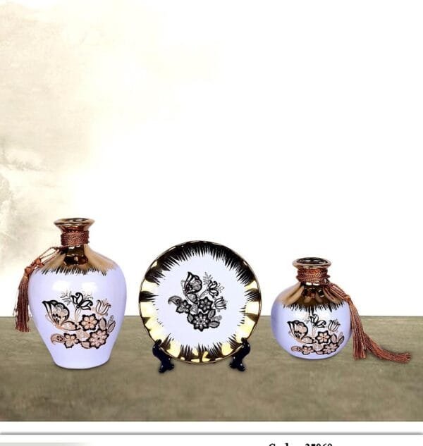 Luxury Ceramic Pot Set of 3 ,White Colour