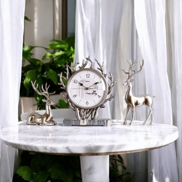 Luxury Vintage Table Clock, Desk Table Clock in Resin - Image 5