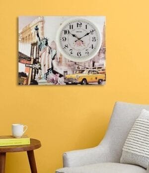 resin material wall clock with a scenic design