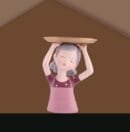 Decorative Serving Tray Girl Statue | Polyresin