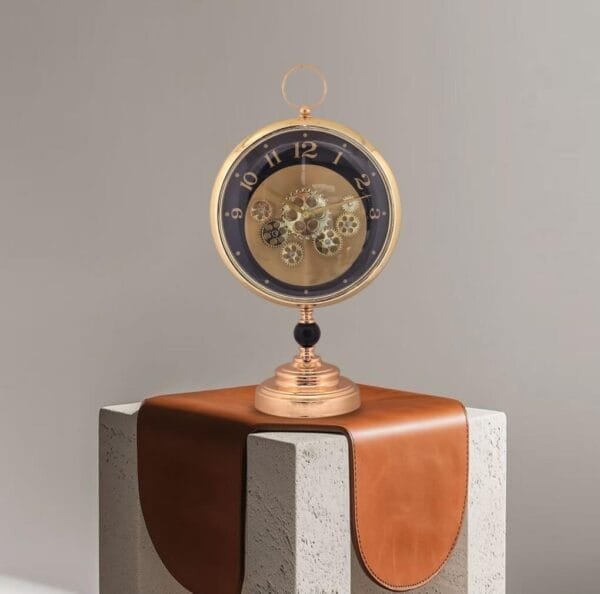 Luxury Table clock In Metal | Stylish  clock- Sharmahomedecor