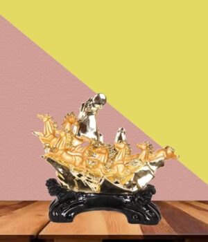 Electroplated Horses Sculpture on Wooden Base