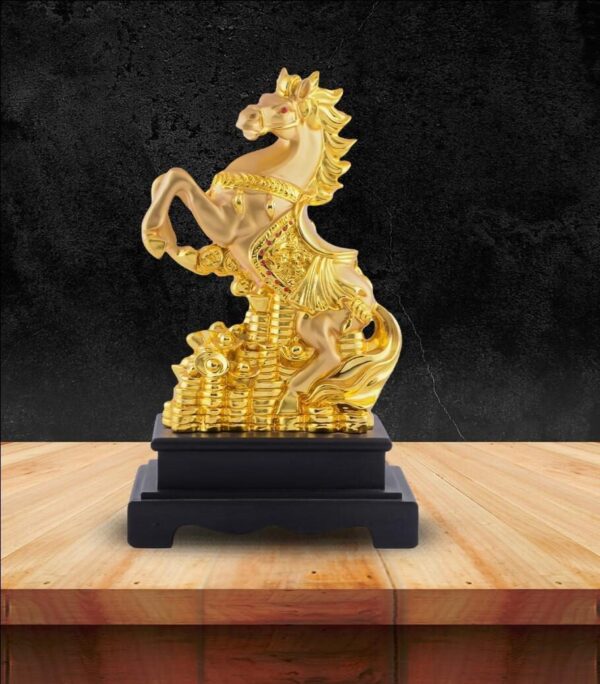 Electroplated Horse Sculpture on Wooden Base