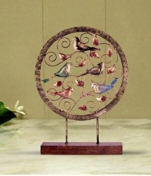 Stylish Metal Leaf Tree and 5 Sparrow Centerpiece for Table Decor