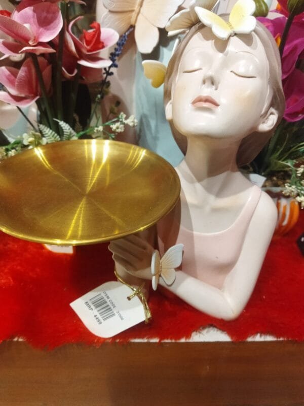 Decorative Serving Tray Statue girl | Polyresin | Showpiece - Image 2