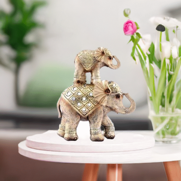 Decorative  Mother And Baby  Elephant Figurine – Premium Home Décor for Living Room & Office - Image 2