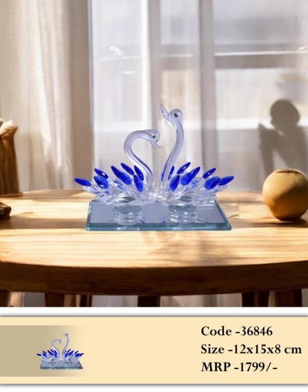 Glass Swan Figurine,Decorative Showpiece For Home And Office - Image 2