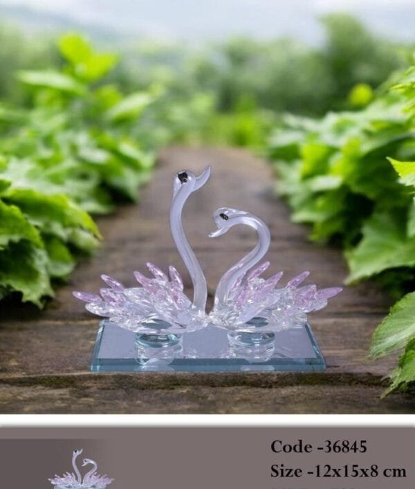 Glass Swan Figurine,Decorative Showpiece For Home And Office - Image 2