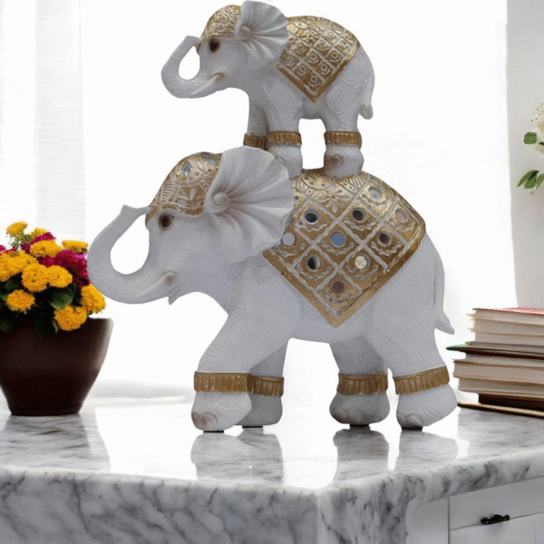 Decorative  Mother And Baby  Elephant Figurine – Premium Home Décor for Living Room & Office - Image 2