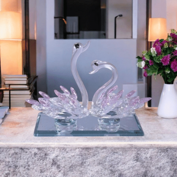 Glass Swan Figurine,Decorative Showpiece For Home And Office - Image 3