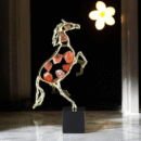 Decorative Crystal Glass  Horse Figurine With Red Spots