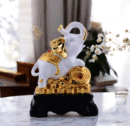 Majestic Electroplated Elephant Sculpture on Wooden Base