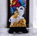 Majestic Electroplated Elephant Sculpture on Wooden Base
