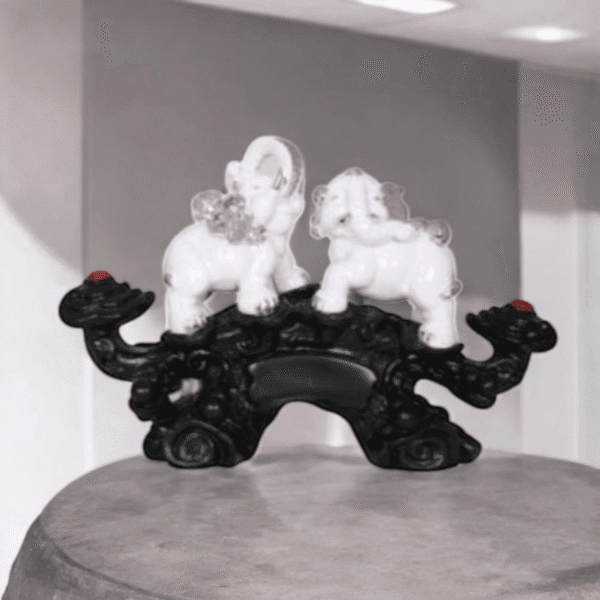 Majestic Electroplated Elephant Sculpture on Wooden Base - Image 4