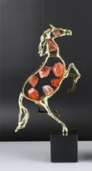 Decorative Crystal Glass  Horse Figurine With Red Spots