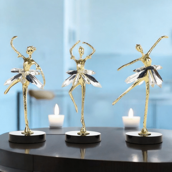 Set Of 3 Crystal Ballet Dancer
