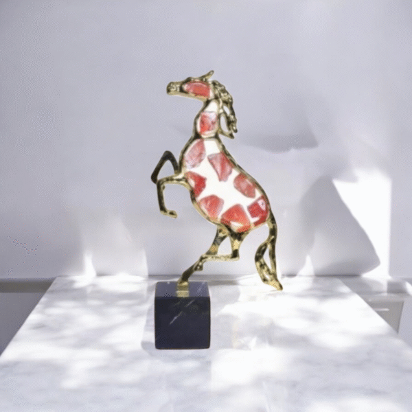 Decorative Crystal Glass  Horse Figurine With Red Spots - Image 4
