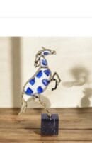 Decorative Crystal Glass  Horse Figurine With Blue Spots