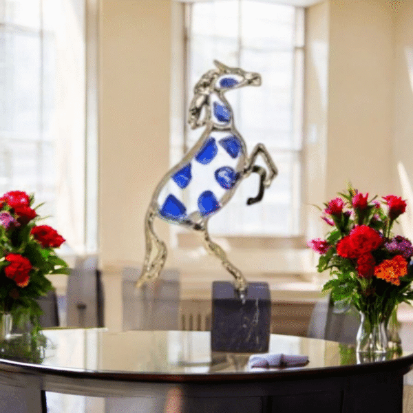 Decorative Crystal Glass  Horse Figurine With Blue Spots