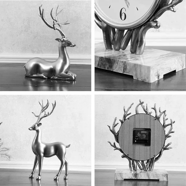 Luxury Vintage Table Clock, Desk Table Clock in Resin - Image 3